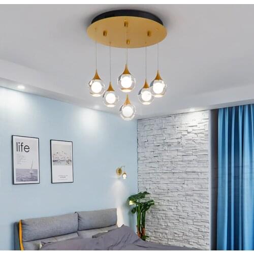 Regron Modern Ceiling Luminary lamp Innovative Circle Bead gold Crystal led Ceiling Light Dining Room bedroom lamps