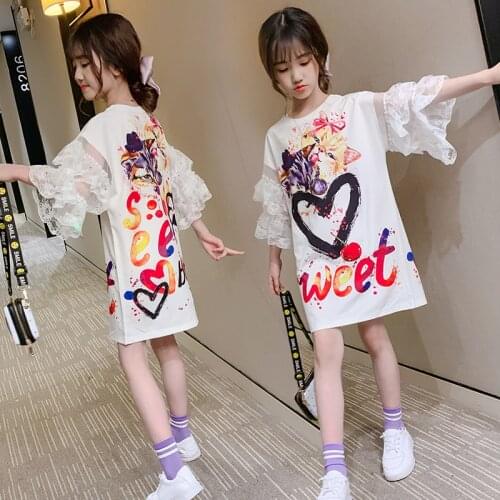European Clothes Girls Summer Birthday Party Party White Cute Dress Fluffy Baby Girl 12 Years Old Teen Dress