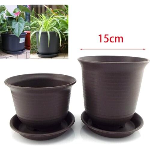 15cm Plastic Flower Pot Succulent Plant Nursery Pots Garden Grow Veg Planter Home Tool Pot Tray Flowerpot for Bonsai Herb