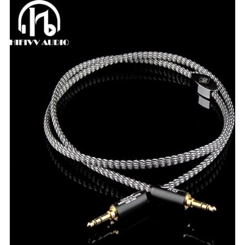 Hifivv audio hi end 3.5mm jack cable 3.5mm to 3.5mm Male plug Line In Car Aux Cable Headphone Amplifier
