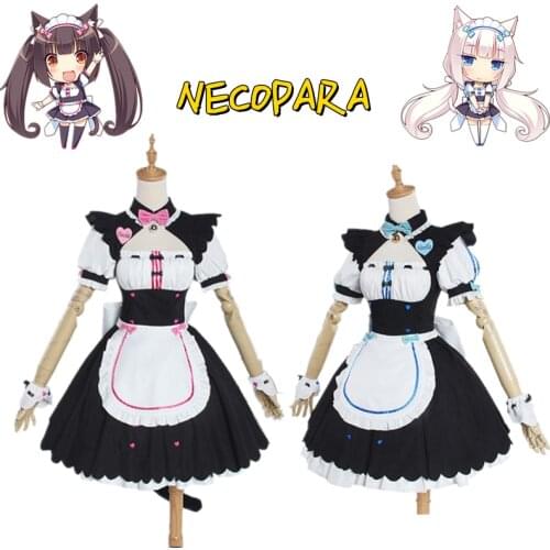 Game Anime NEKOPARA Cosplay Chocola Vanilla Maid Dress Costume Cat Neko Girl Cosplay Full Set Women Role Play Party Props