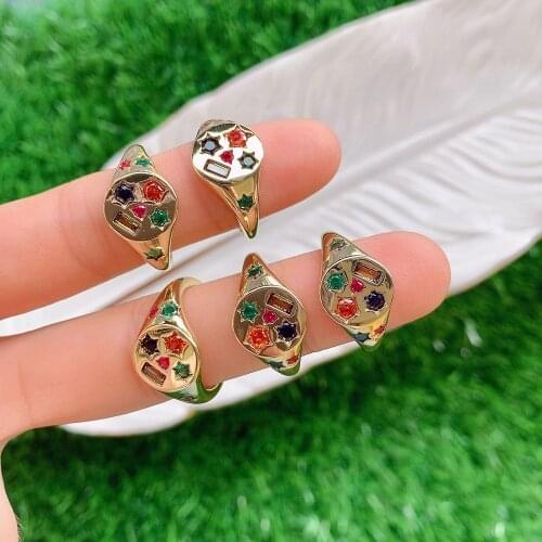 10PCS, Colorful Rainbow Zircon Finger Ring for Women Trendy Fashion CZ Stone Anillos Jewelry Gift