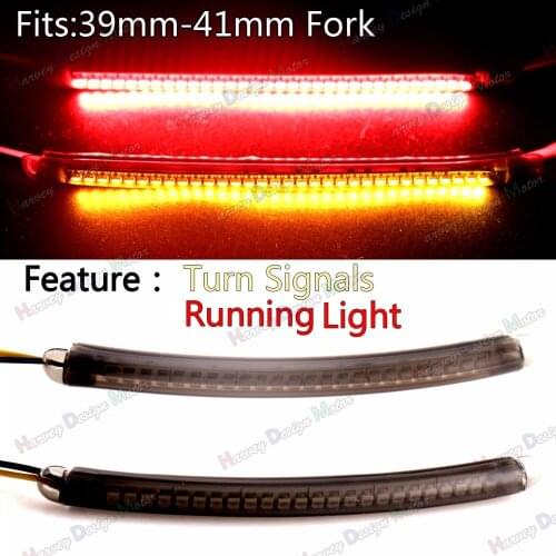 39-41mm LED Fork Turn Signal Running Light Kits&Smoked Lens For Harley Victory&All Universal Motorcycle