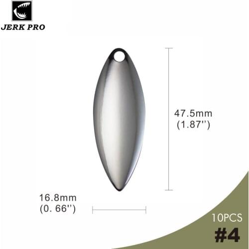 JERK PRO 10PCS Size 4 Smooth Steel Willow leaf Spinner Blades Spinnerbait Parts For Fishing Lures Angler’s Tackle Craft