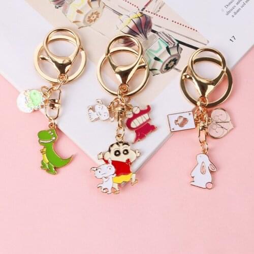 Cute dinosaur key rabbit animal cartoon key pendant student backpack widgets Pendant Pom Keyrings