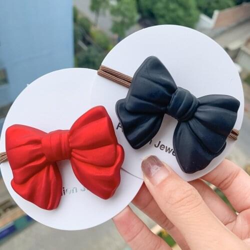 Fashion Hot Selling Acrylic Bowknoot Hair Band Women Girls Kids Pony Tail Hair Rope Simple Design Hair Rings Headpiece Gifts