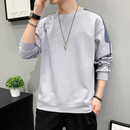 Winter Patchwork Long Sleeve Mens T-shirt Harajuku Fashion Oversized Clothes Hip Hop Fun All-match College Style Streetwear