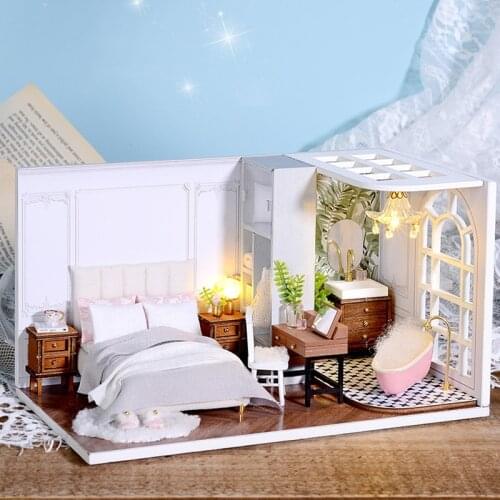 DIY Hut Dollhouse Toys Kit Princess Handmade 3D Wooden Miniature Dollhouse Toys for Children Birthday Presents Doll house Toys