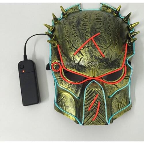 Film Cartoon Design Neon Led Movie Theme Predator Mask Concert Holiday Lights EL Cold Light Jungle Hunter Figure Mask with Drive