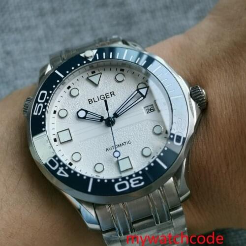 41mm BLIGER New Mechanical Automatic Mens Watch MIYOTA 8215 Movement Auto Date Sapphire Glass Stainless Steel Bracelet