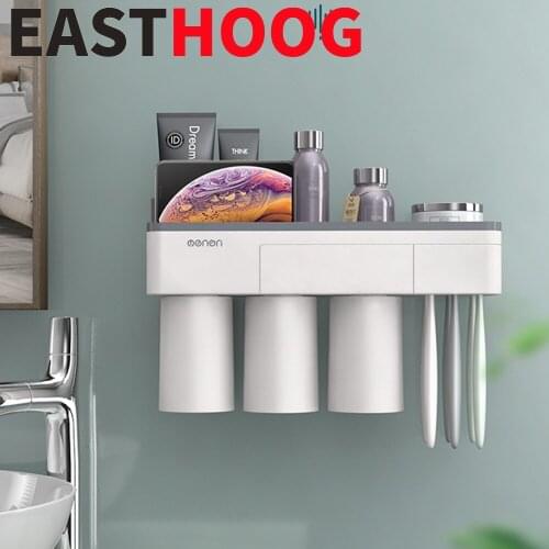 New Magnetic Wall Mounted Toothbrush Storage Holder Toothpaste Storage Organizer Bathroom Accessories Tools Household Items