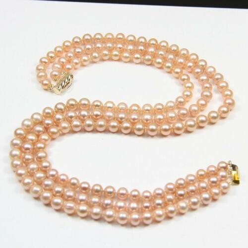 Row 7-8mm natural genuine round freshwater white pearl necklace multicolor
