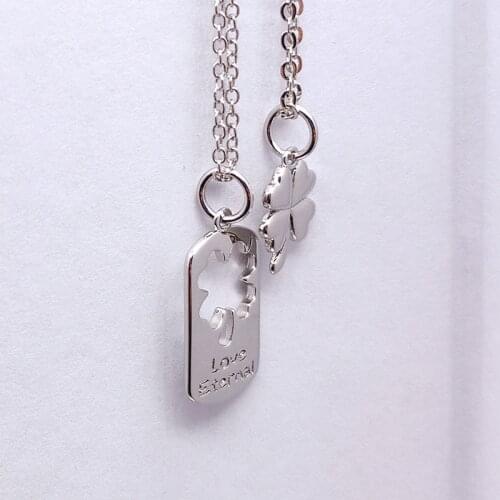 Couples lucky four leaf clover necklace women men simple fashion students popular jewelry pendant wholesale