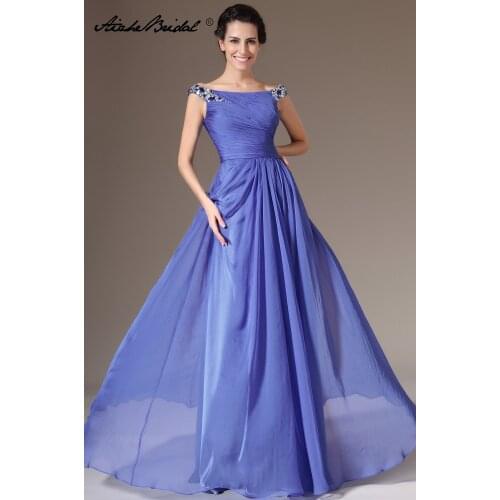 Formal Womens Dress Elegant Cap Sleeve Boat Neck A Line Chiffon Mother of the Bride Dress vestido novia