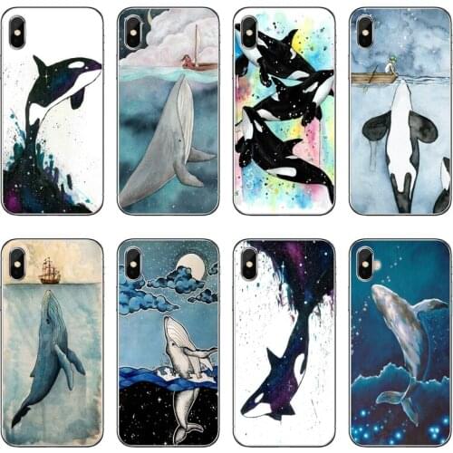 Killer Whale Orca Watercolor Transparent Phone Case For iPhone 12 11 Pro Max Mini XS Max XR X 8 7 Plus 6 6S Plus 5 5S SE 2020