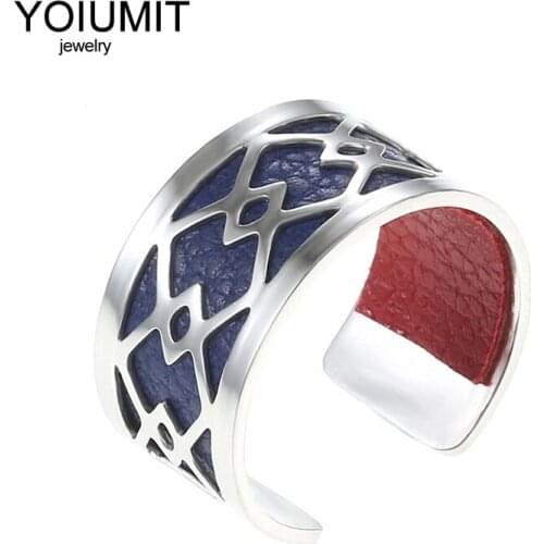 Cremo DIY Fashion Simple Adjustable Rings Argent Finger rings For Women stainless steel rings Reversible Leather Bague Femme