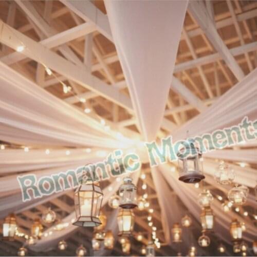12 pieces White Luxury Wedding Roof Drape Fabric Canopy Drapery For Wedding Fabric Decoration 0.45m*10m per piece
