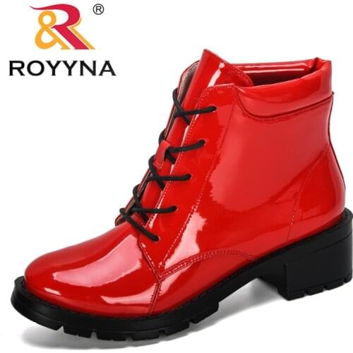 ROYYNA 2019 New Style Motorcycle Boots Women Autumn Round Toe Lace-Up Boots Feminimo Street Outdoor Style Girls High Tube Boots