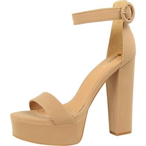 Thick heel super high heels sexy womens shoes waterproof platform open toe belt buckle sandals