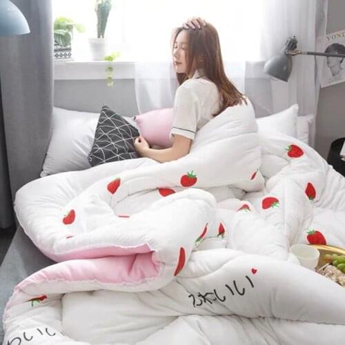 Cute pink white Winter thicken quilts bedding comforter spring&autumn bedroom keep warm duvet with filling quilted blankets