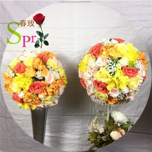 SPR Free shipping full ball. foilage flowers artificial wedding floral stands flower ball decoration artificial rose