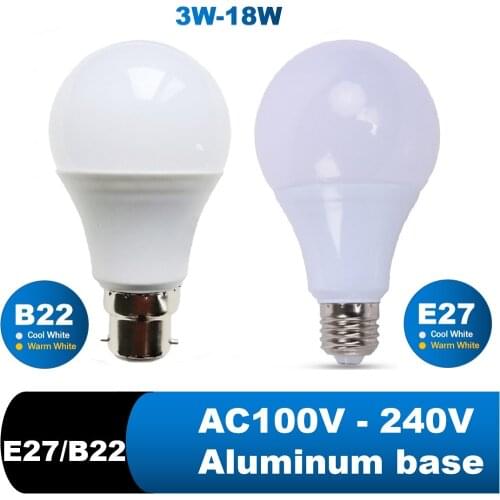 LED Bulb Lamps E27 B22 Lampada Lampe Bombilla Lamparas Bedroom Reading Downlight 6W 9W 12W 15W 18W 110V 220V Cold White Warm