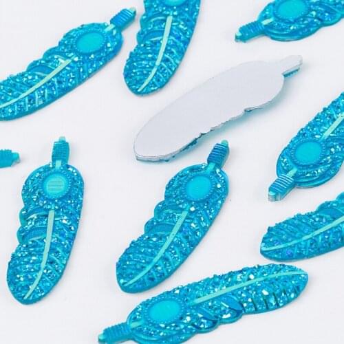 Taidian Acrylic Plumoso Flat Back Resin Rehinestone काला रंग For Trabajo De Cuentas De Nativos Americanos 63x19MM 10/20 Unids