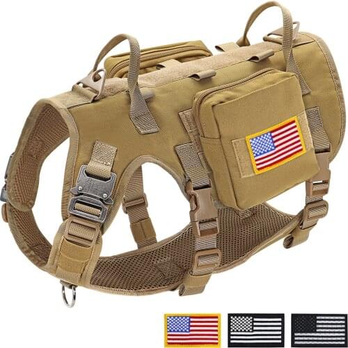 Tactical Dog Training Harness No Pull Pet Military Dog Vest With Pouches Adjustable Outdoor Molle Vest For Medium Large Dogs