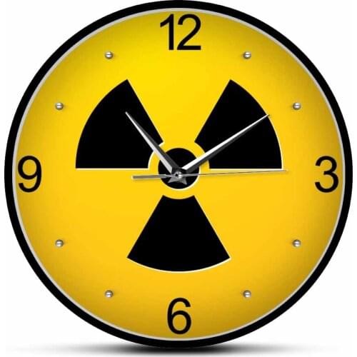 Radiation Sign Silent Quartz Wall Clock Radiation Danger Logo Artwork Hanging Watch Nuclear Atomic Symbol Clock X-Ray Tech Gift