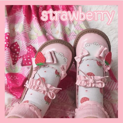 Lolita Shoes Strawberry Soft Sister Big Head Doll Shoes Female Cute Jk Bow Single Shoes Japanese Leather Shoes Cosplay Cos