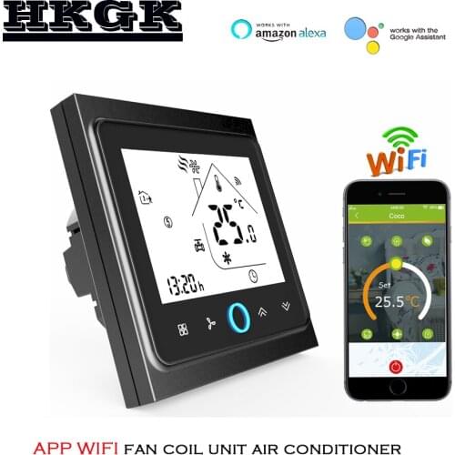 TUYA 24VAC 95-240VAQC fan coil wifi thermostatan control with fan coil cooling&heating 2pipe 4pipe