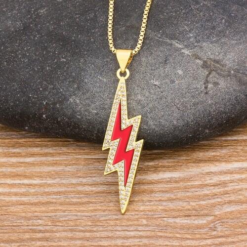 High Quality Fashion Cute Lightning Necklaces Cubic Zirconia Pendants Charm Chain Choker For Women Wedding Party Gift Jewelry