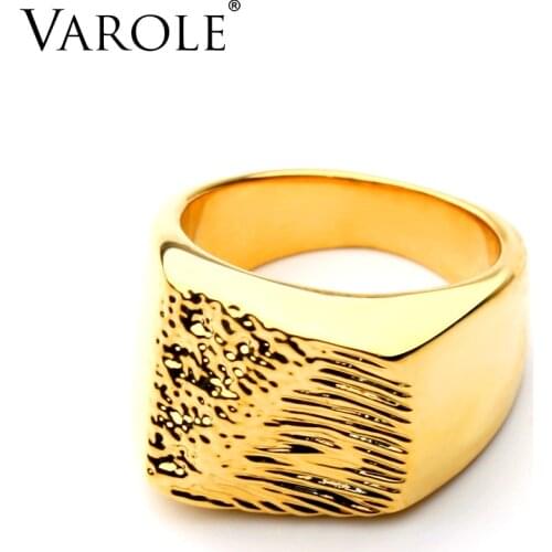 VAROLE Natural Rock Texture Ring Gold Color Statement Rings For Women Fashion Jewelry Bague Accessories Anillos Mujer