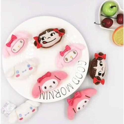 10pcs/lot Kawaii Plush Patch Cartoon Girl/Dog Dolls Padded Appliques Kids Headwear Clothing Accessories Handmade Material