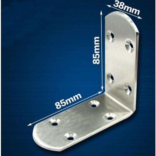 2 Pieces 85x85x38mm Stainless Steel Right Angle Corner Bracket 8 Holes Thinckness 3mm