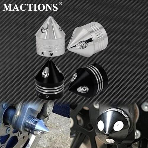 2Pcs Motorcycle CNC Front Axle Nut Cover Cap For Harley Touring Electra Glide Dyna Street Bob Fat Bob Softail Sportster XL V-Rod