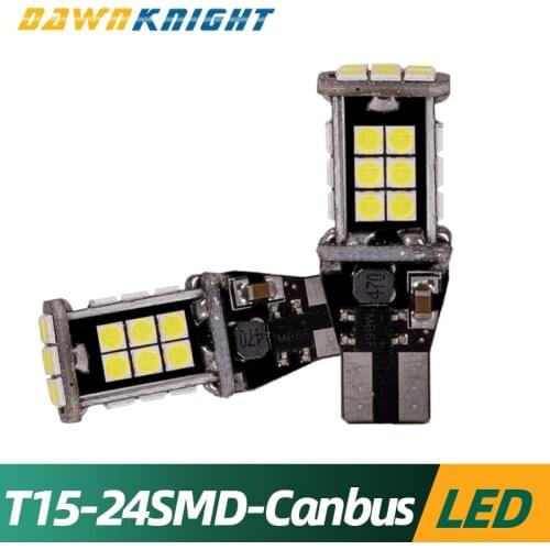 2PCS T15 W16W Led Tail Brake Light Turn Signal Light 3030 24SMD Canbus No Errors Car Signal Lamp T15 W6W Backup Reserve Light