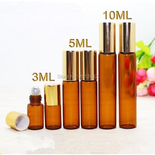 3ml 5ml 10ml ROLL ON AMBER Brown fragrance GLASS BOTTLE ESSENTIAL OIL Roller ball Aromatherapy Bottle F2017242