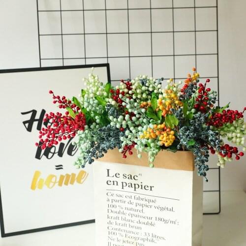 5Pcs Simulation 5heads Berry Fake Plants for Christmas Decoration Foam Berry Artificial Flowers Home Garden Display Accessories