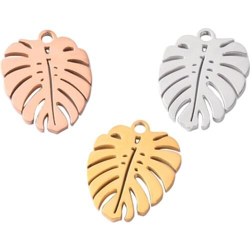5pcs Leaf Stainless Steel Decoration Pendant Connectors Bohemia Handmade Charm DIY Earrings Jewelry Making Accessories 13x17mm