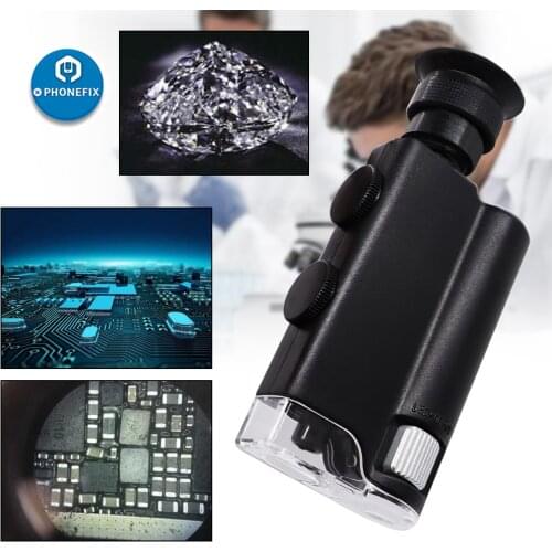 60X-240X Portable Microscope Handheld LED UV Light Loupe Zoom Magnifier Magnifying Glass Pocket Microscope Jewelry Magnifier
