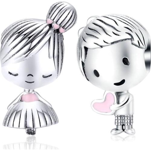 925 sterling silver charm jewelry girl and boy beads fit original bracelet silver pendant making woman jewelry DIY gift