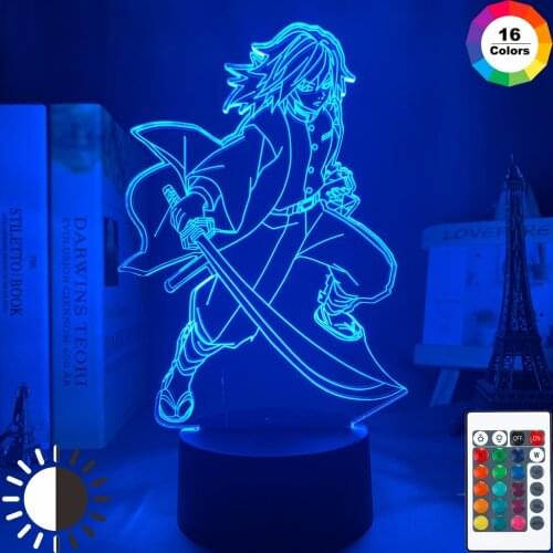 Anime Kimetsu No Yaiba Giyu Tomioka Light for Bedroom Decor Child Kids Birthday Gift Manga Gadget Giyuu Lamp Demon Slayer 3DLamp
