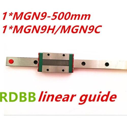 Free shipping 9mm Linear Guide MGN9 L= 500mm linear rail way + MGN9C or MGN9H Long linear carriage for CNC X Y Z Axis