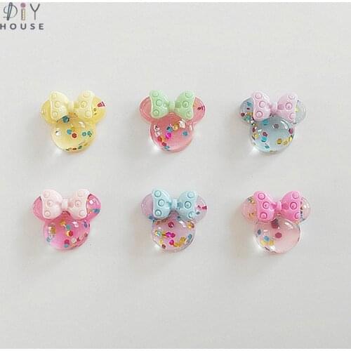 10/20/30Pcs Glitter Mouse Bows Flat Back Planar Resin Color DIY Craft Supplies Phone Shell Jewelry Ornaments Hair Accessories