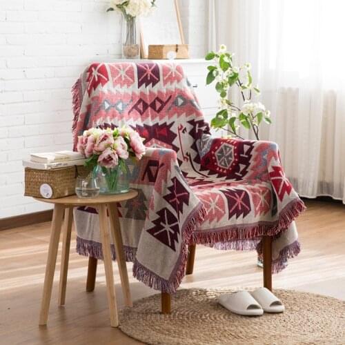 High Quality Bohemian Cotton Knitted Sofa Blanket Thread Blanket for Beds Soft Bed Vintage Home Decor Tapestry sofa cover
