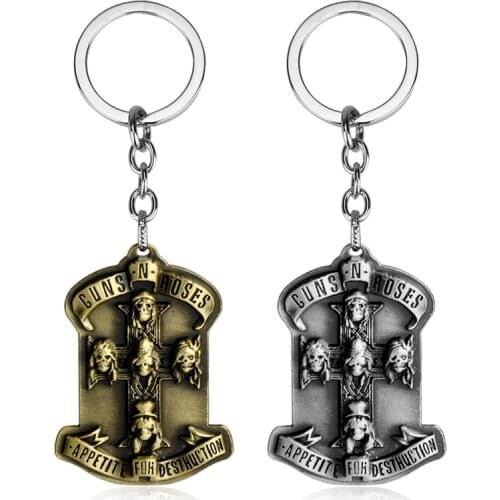 MQCHUN GnR Guns N Roses Key Chain Music Band Key Rings For Gift Chaveiro Car Keychain Jewelry Game Key Holder Souvenir YS1039