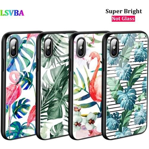 Black Cover Summer Leaf Plants Art for iPhone 11 11Pro X XR XS Max for iPhone 8 7 6 6S Plus 5S 5 SE Glossy Phone Case