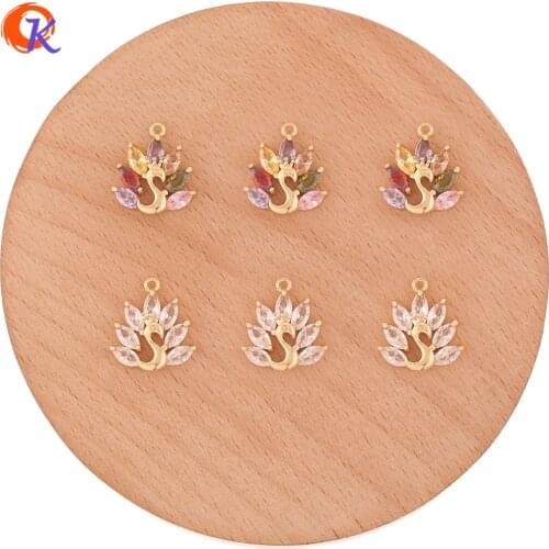 Cordial Design 20Pcs 16*17MM Jewelry Accessories/Hand Made/CZ Charms/Bird Shape/Genuine Gold Plating/Earring Findings/DIY Making
