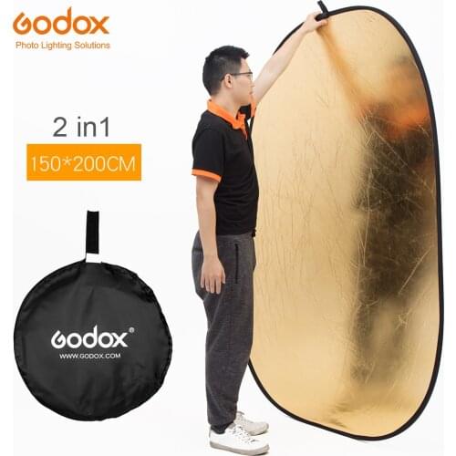 Godox 150*200cm 2 in 1 Gold and Silver Portable Photography Reflector Board Collapsible for Studio Photography Reflector
